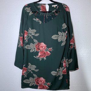 Skies Are Blue S Green Floral Cut Out Sheath Dress